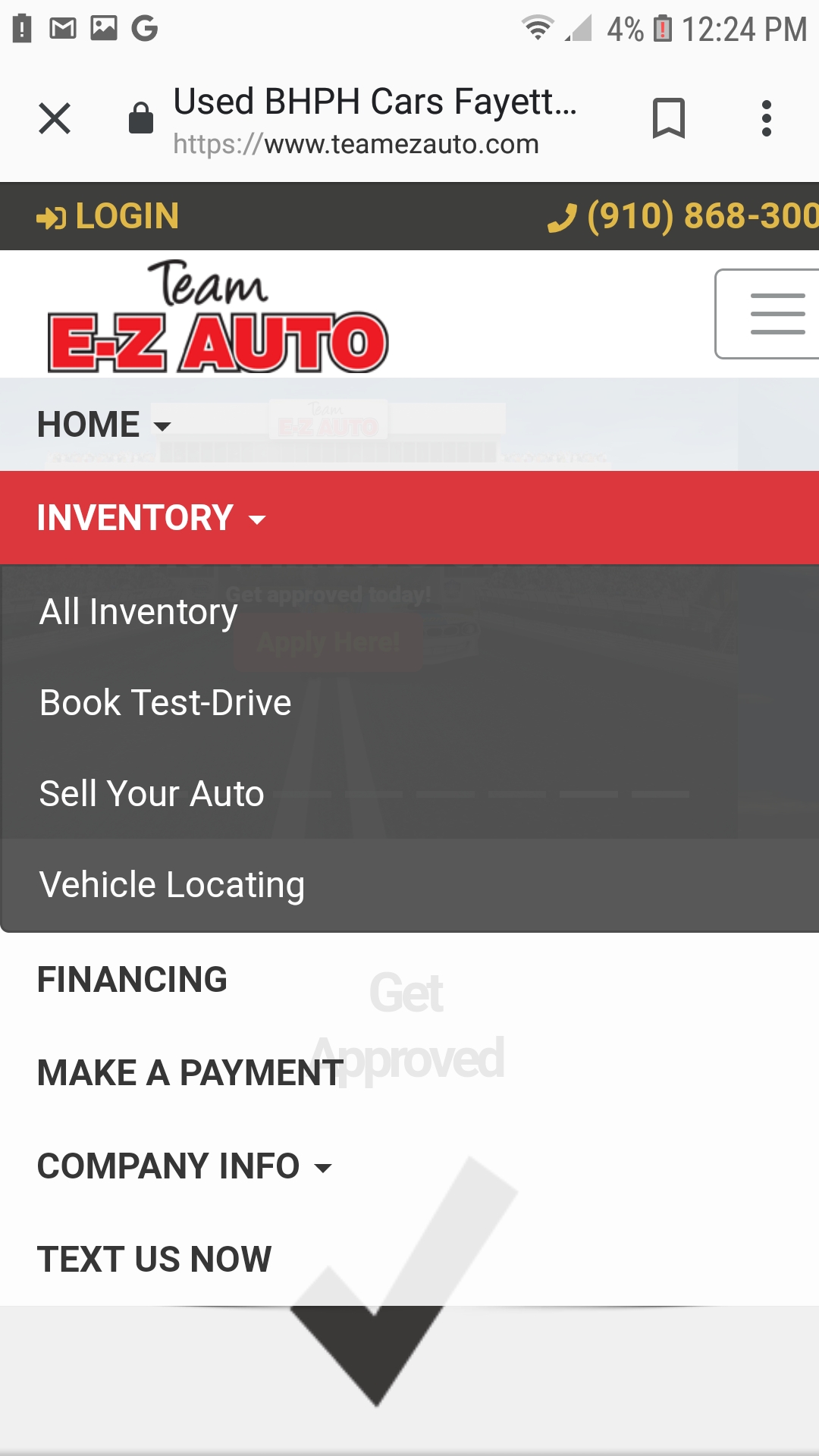 Auto Dealer Mobile Navigation Example