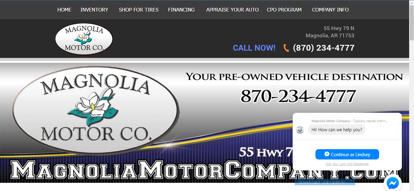 Auto dealer website with chat