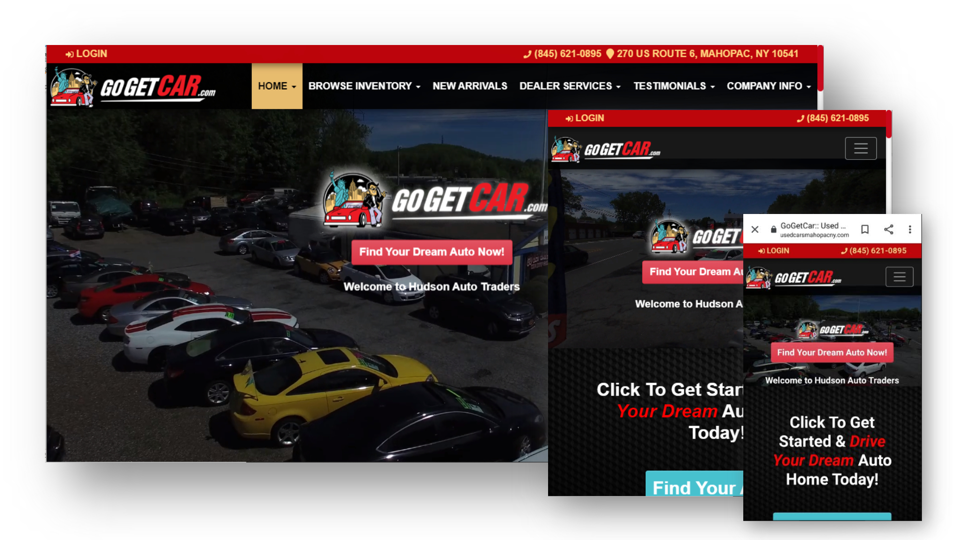 Responsive Design car dealership website example
